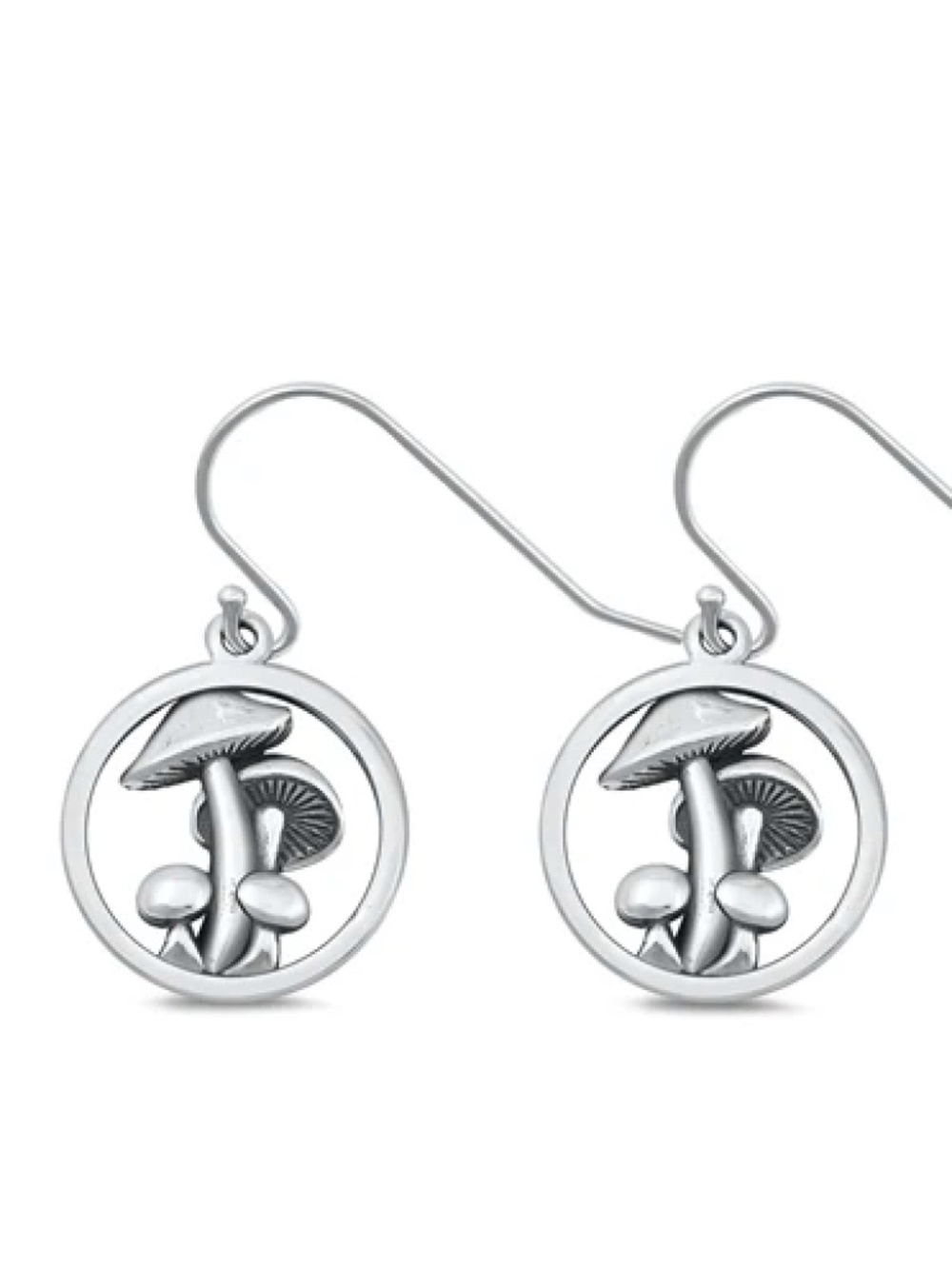 Sterling Silver Mushroom Earrings – Oxidized Dangle, Nature Woodland Design, NWT